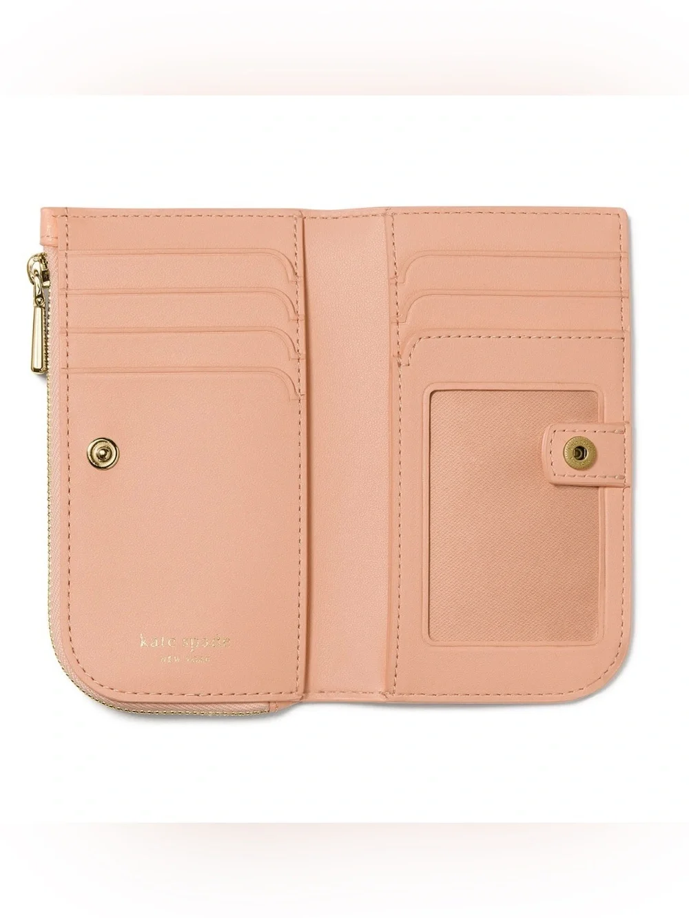 New Kate Spade Light Cantaloupe Melon Peach Lrg Saffiano Leather Cont Wallet